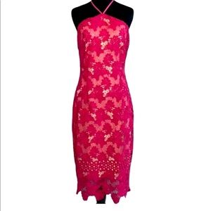 Venus, size 6 magenta lace halter dress
